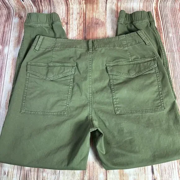 American Eagle Sz 6 Green Stretch Mid Rise Joggers Chino Twill Ankle Pants 31x26 - Picture 4 of 11